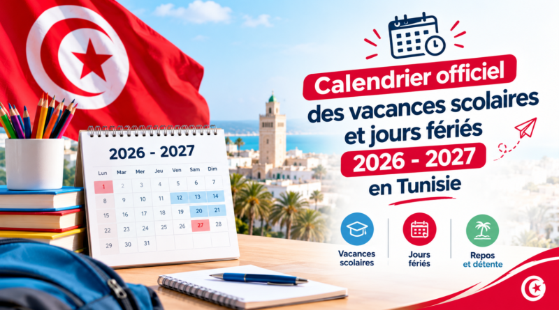 Calendrier officiel des vacances scolaires et jours fériés 2026-2027 en Tunisie